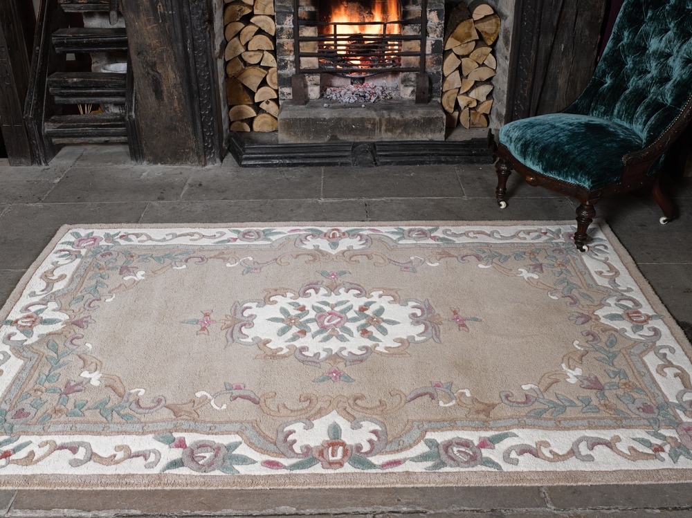 SALE Chinese Aubusson Blue Wool Rug in various sizes runner half moon and circle 